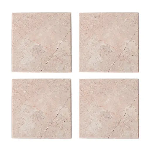 Stiernholm Marmor glasunderlägg 10x10 cm 4-pack rosa