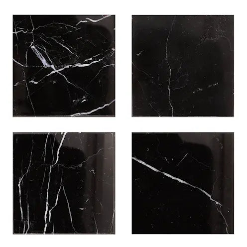 Stiernholm Marmor glasunderlägg 10x10 cm 4-pack svart