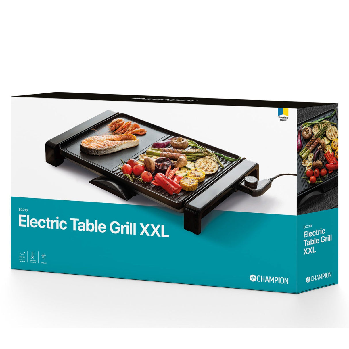 Champion Elektrisk Bordsgrill XXL 47x32cm Svart - Kockensval