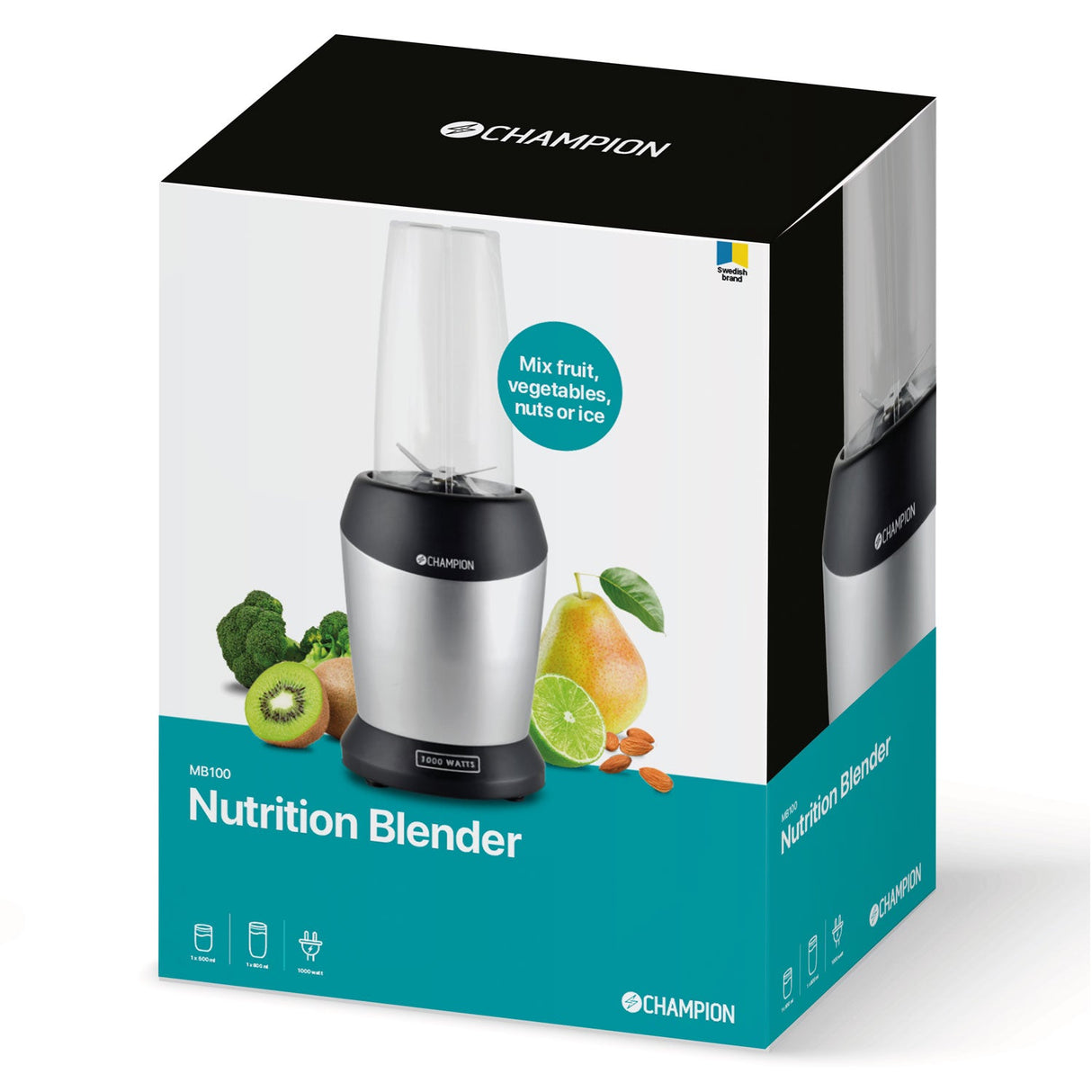 Champion Nutrition Blender 1000W Svart/Vit - Kockensval