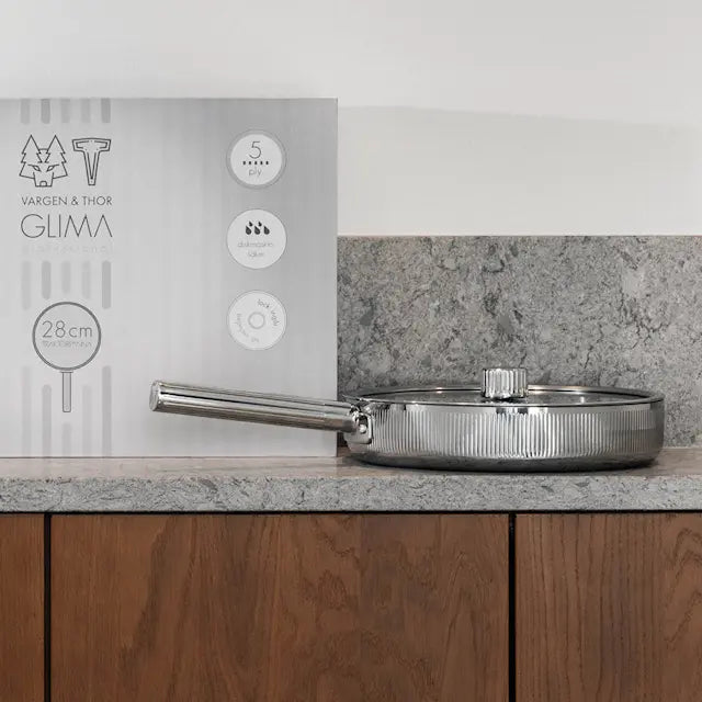 Vargen & Thor Glima traktörpanna 28 cm med lock blankt stål