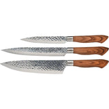 Dorre Akira Knivset med Brunt Handtag - 3 Knivar: Kockkniv, Köttkniv och Allkniv - Kockensval