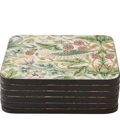 Spode Morris & Co glasunderlägg 6-pack Strawberry Thief green