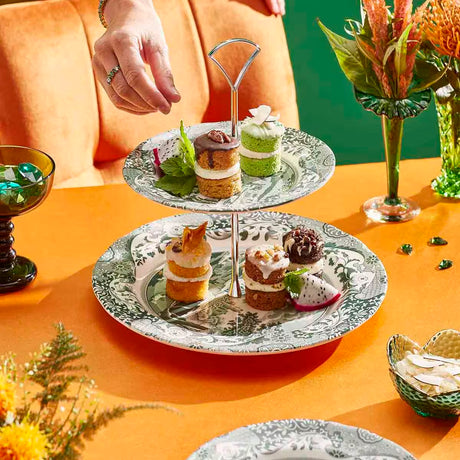 Spode Heritage Green Italian kakfat 2-vånings grön/vit