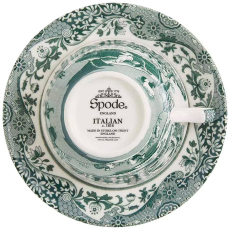 Spode Heritage Green Italian tekopp + fat 20 cl grön/vit