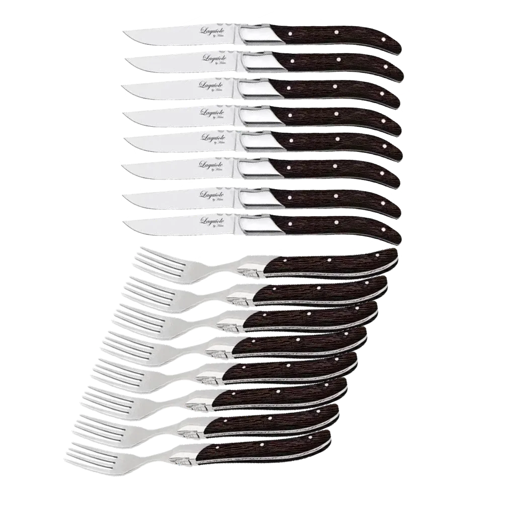 Laguiole By Hâws Grillkniv och grillgaffel 16 delar wengé