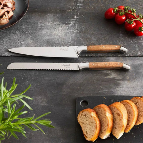 Laguiole By Hâws knivset 2 delar kockkniv & brödkniv Ekträ