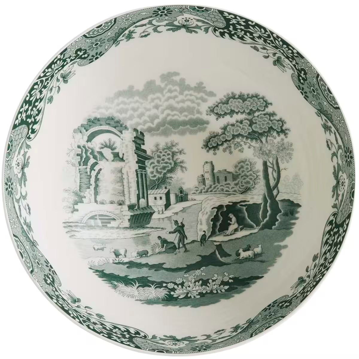 Spode Heritage Green Italian serveringsskål 27,5 cm grön/vit