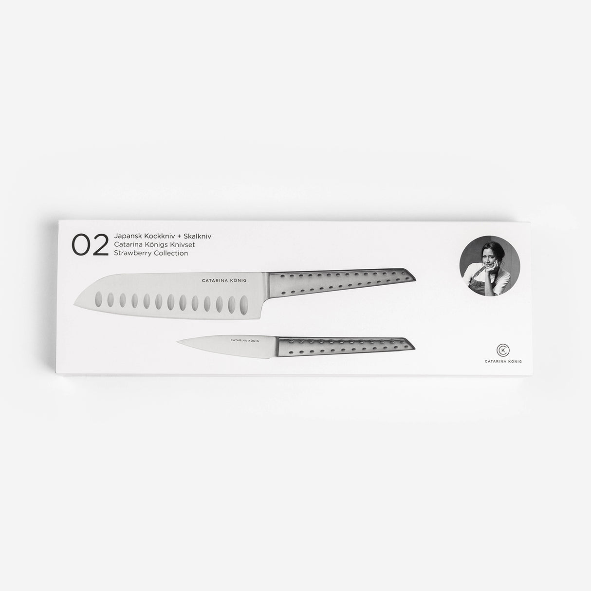 Catarina König Knivset 2 delar Japansk kockkniv & skalkniv Strawberry