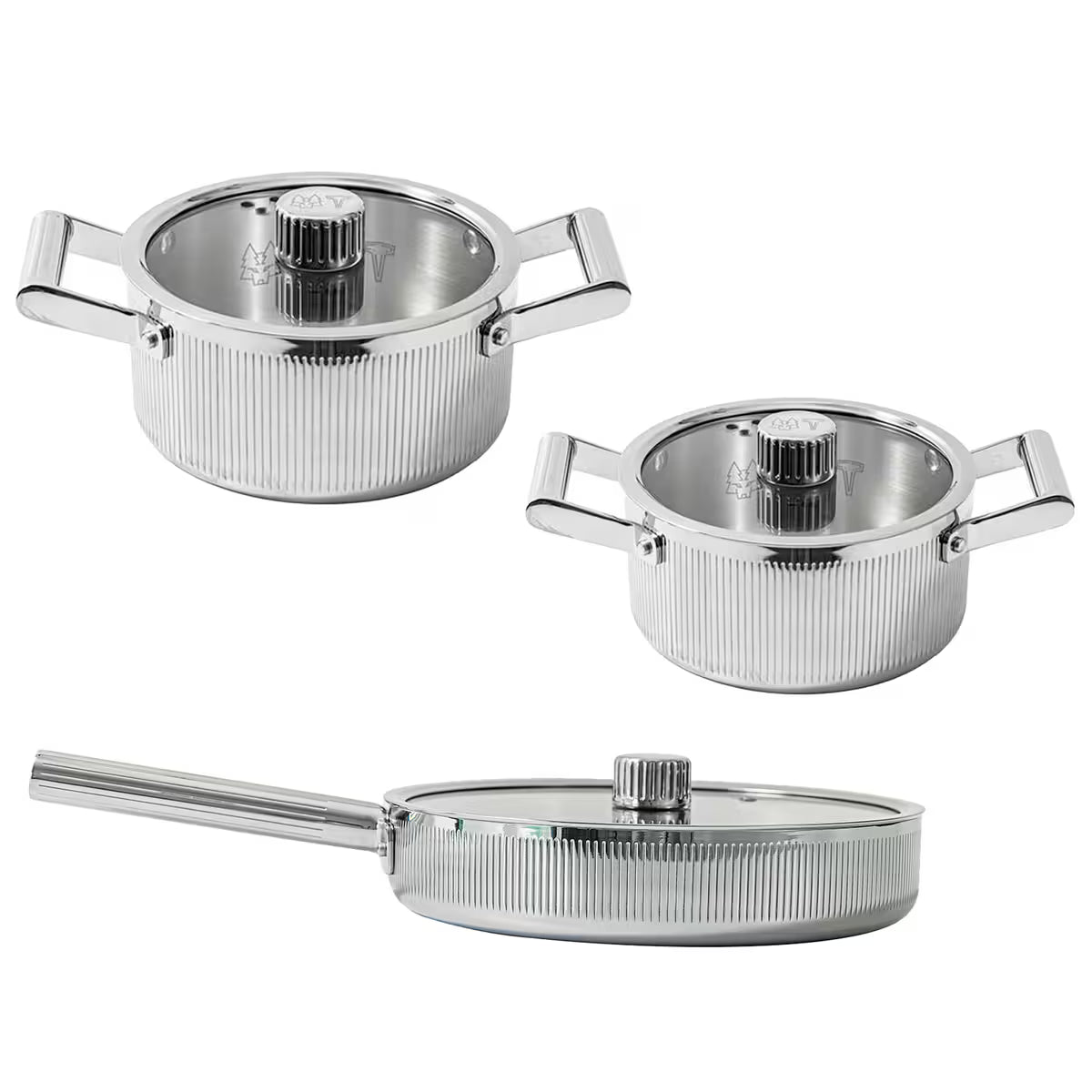Vargen & Thor Glima grytset 3 delar blankt stål
