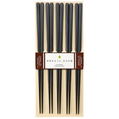 Kawai Ätpinnar Plain Wood 5 - pack Svart - Kockensval