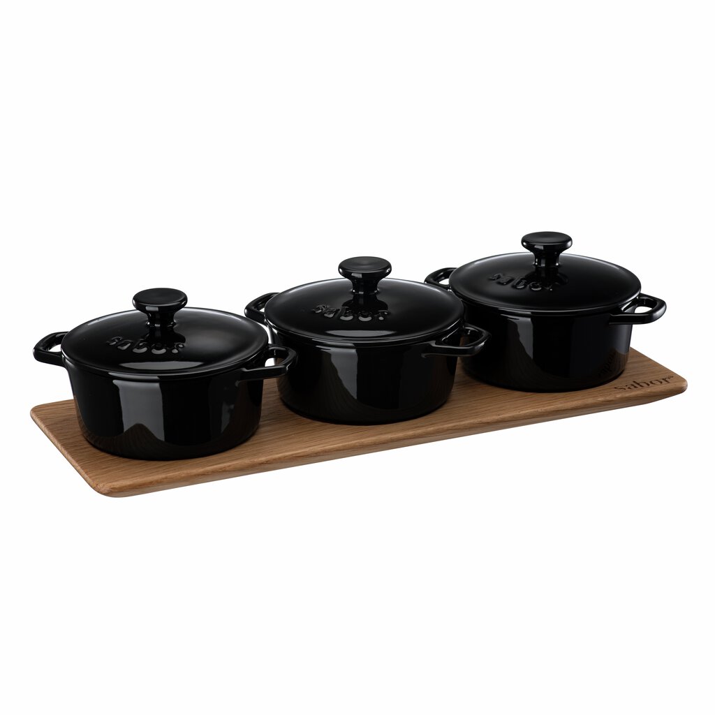 Sabor Minigryta serveringsset 3-pack 0,3 L natur/svart