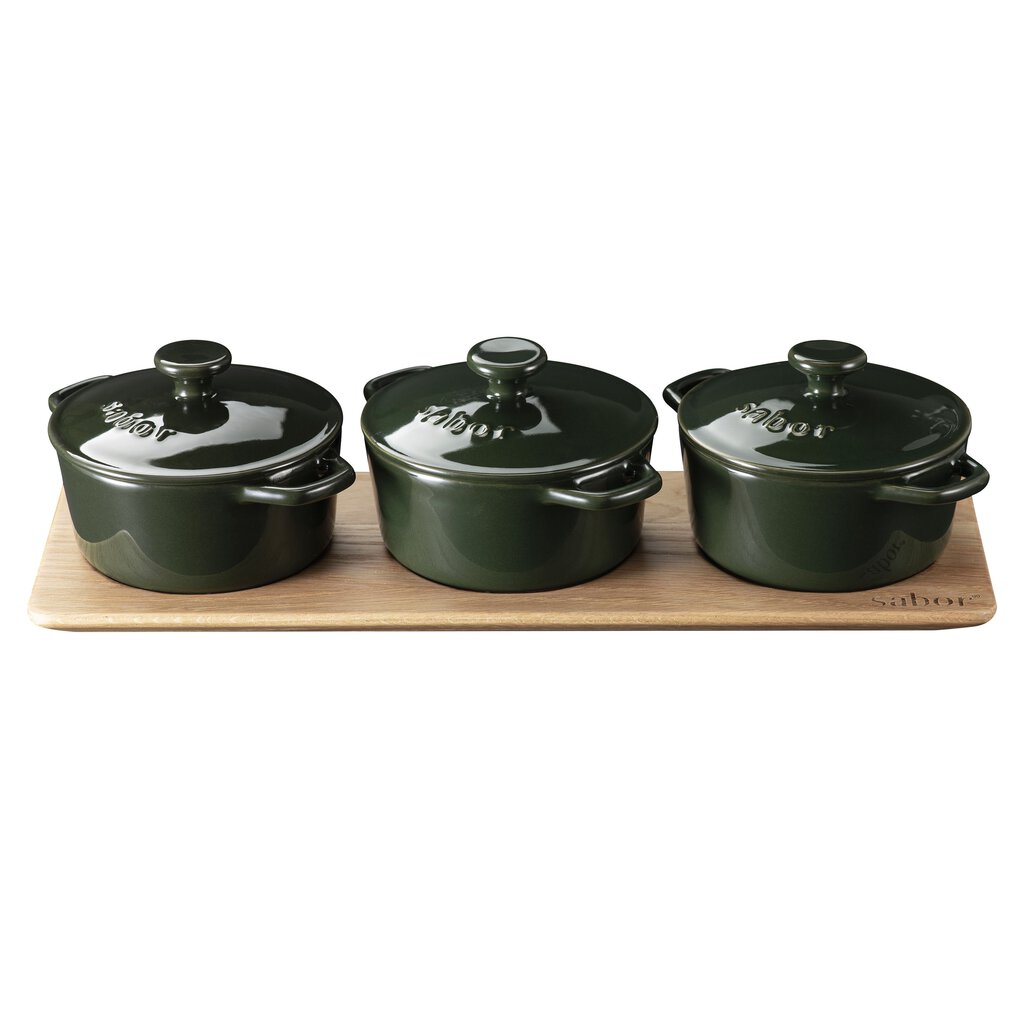 Sabor Minigryta serveringsset 3-pack 0,3 L natur/mörkgrön