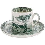Spode Heritage Green Italian espressokopp + fat 9 cl grön/vit