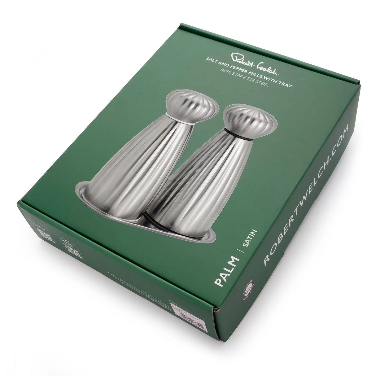 Robert Welch Palm Satin Salt- Och Pepparkvarnsset Med Bricka