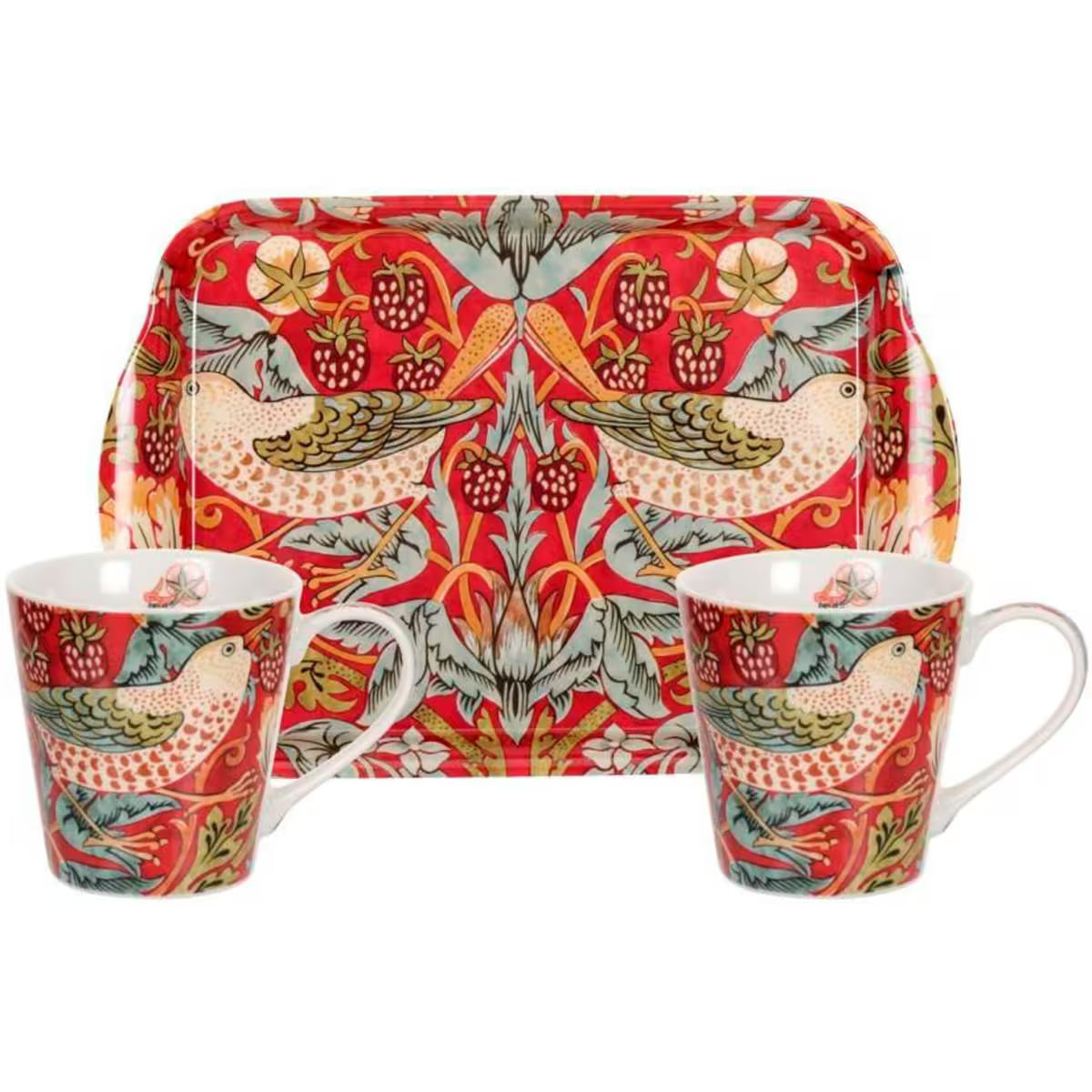 Spode Morris & Co Mugg & Brickset Strawberry Thief Röd