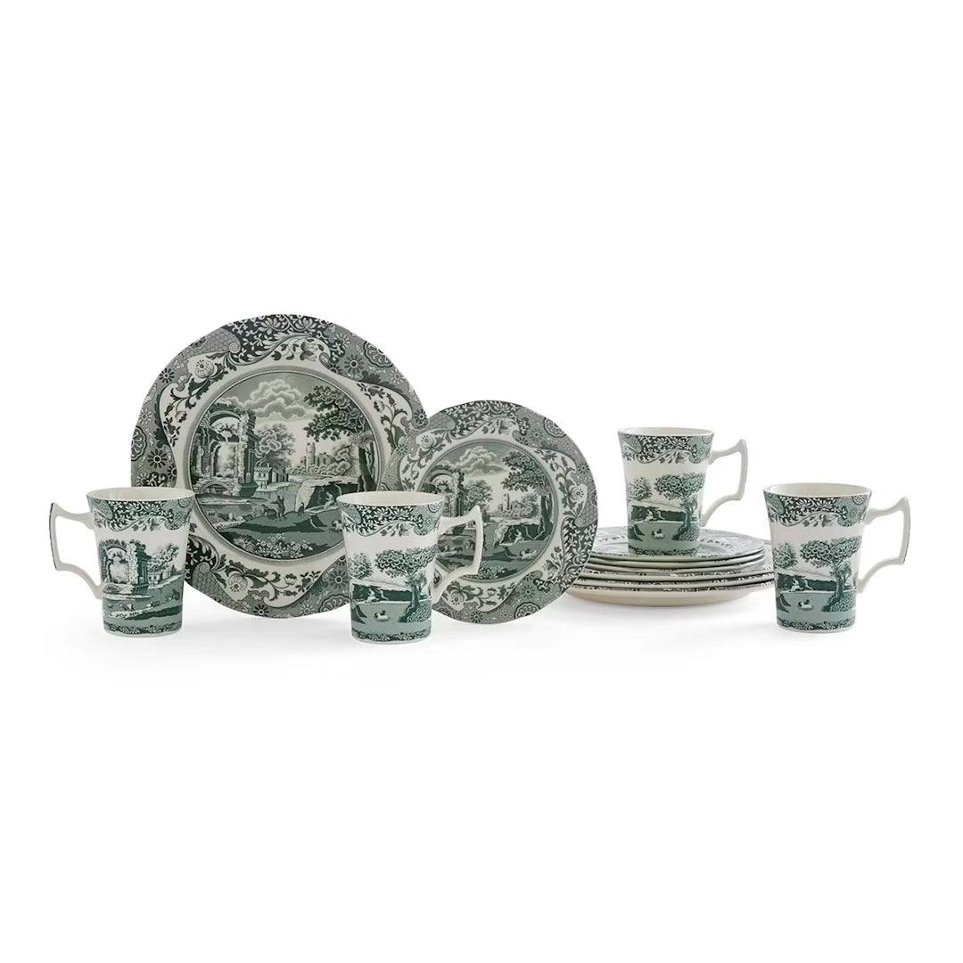 Spode Heritage Green Italian Servis 12 Delar grön/vit