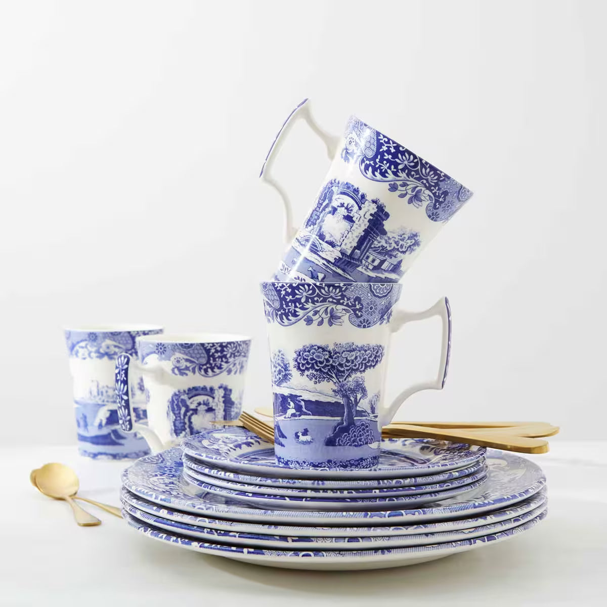 Spode Blue Italian servis 12 delar, blå/vit