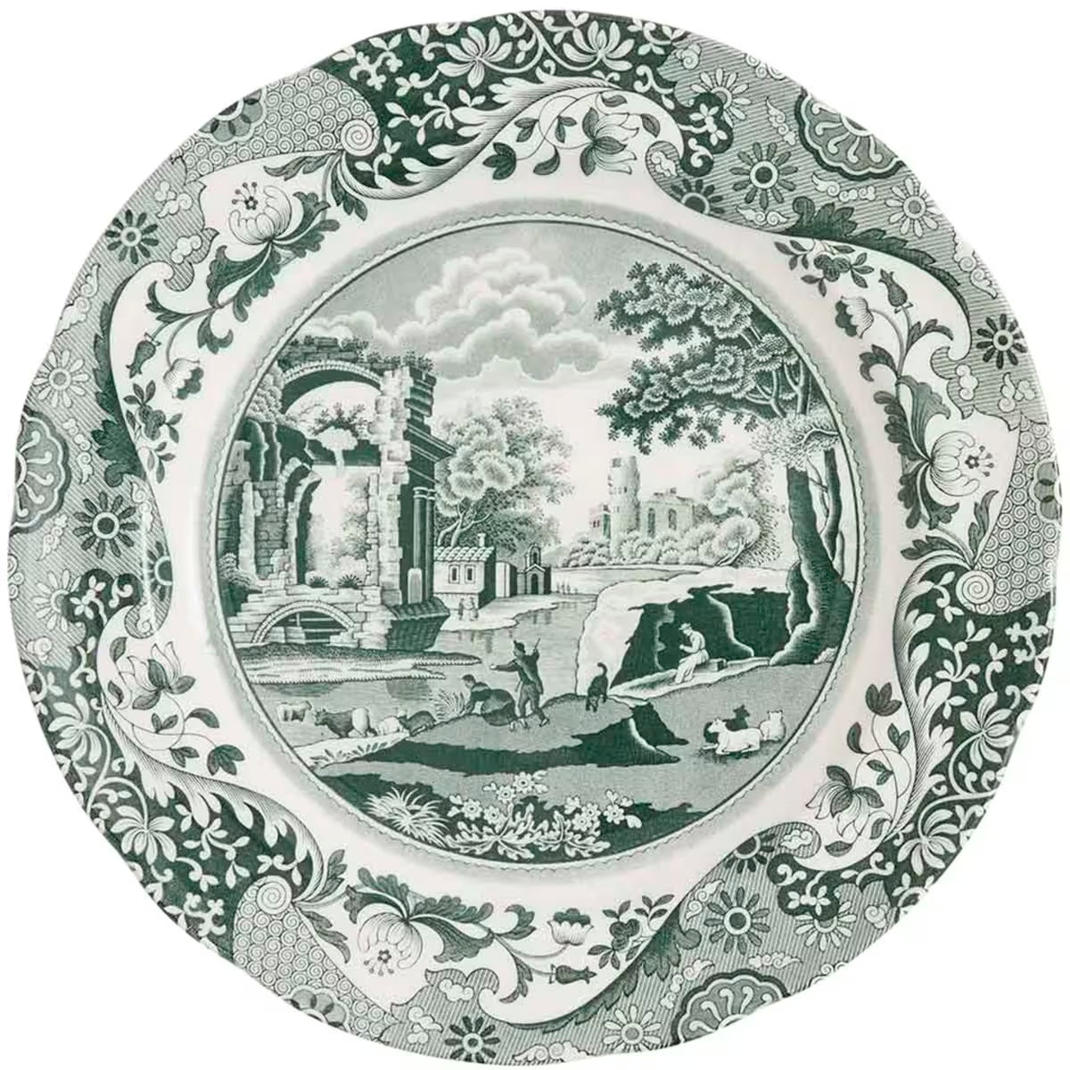 Spode Heritage Green Italian tallrik 27 cm, grön/vit