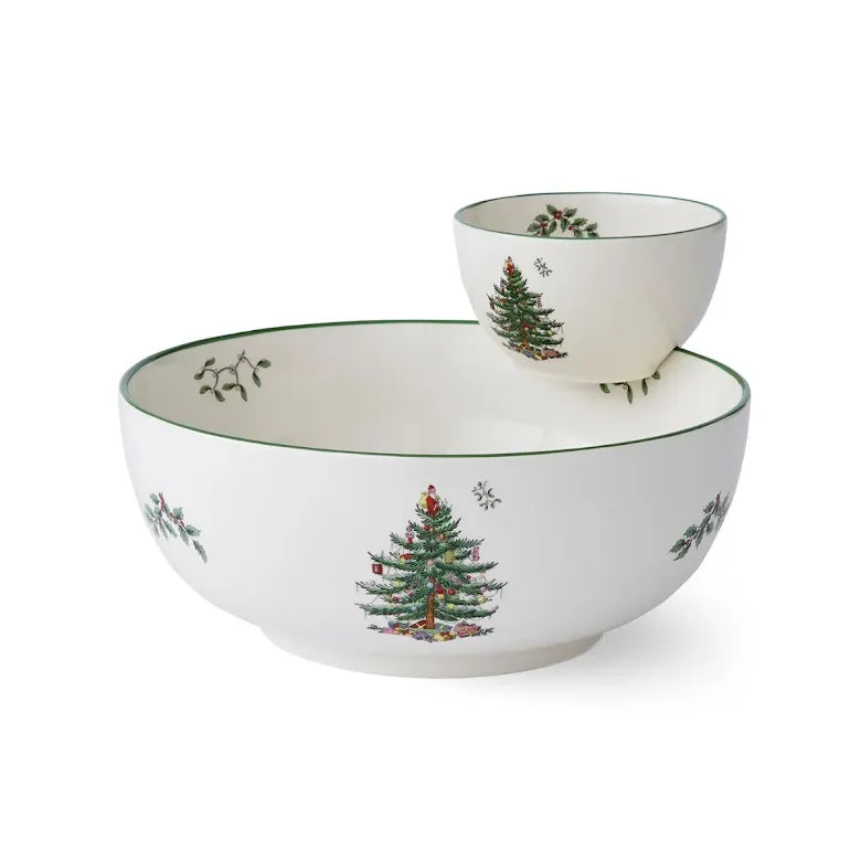 Spode Christmas Tree Chip n Dip 25cm
