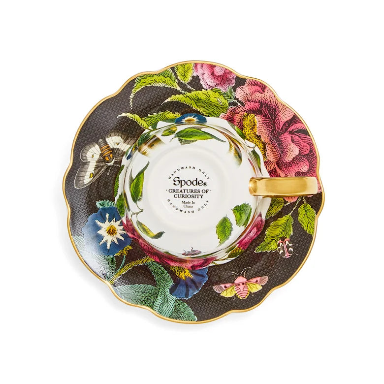 Spode Creatures of Curiosity Tekopp med fat 25 cl Snake/Black