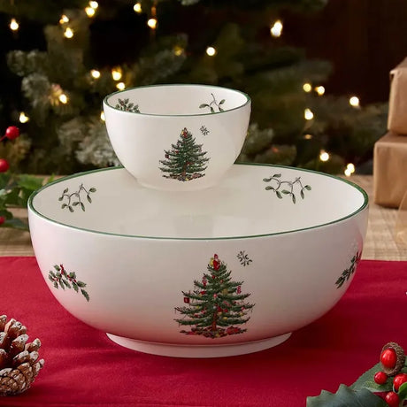 Spode Christmas Tree Chip n Dip 25cm