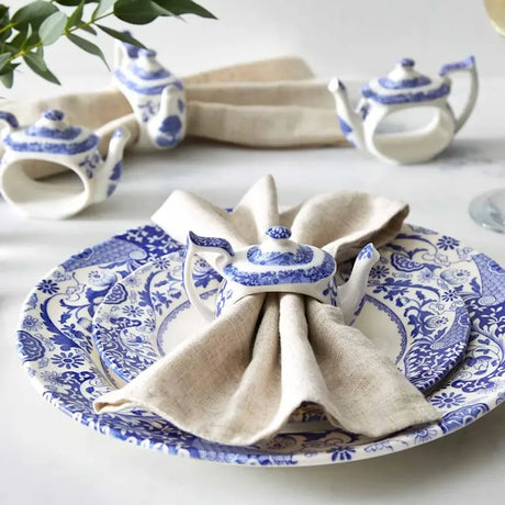 Spode Blue Italian servettring 4-pack blå/vit