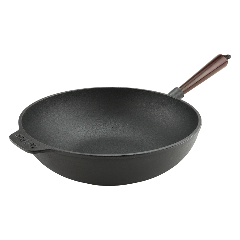 Carl Victor Wokpanna gjutjärn 30cm Trähandtag