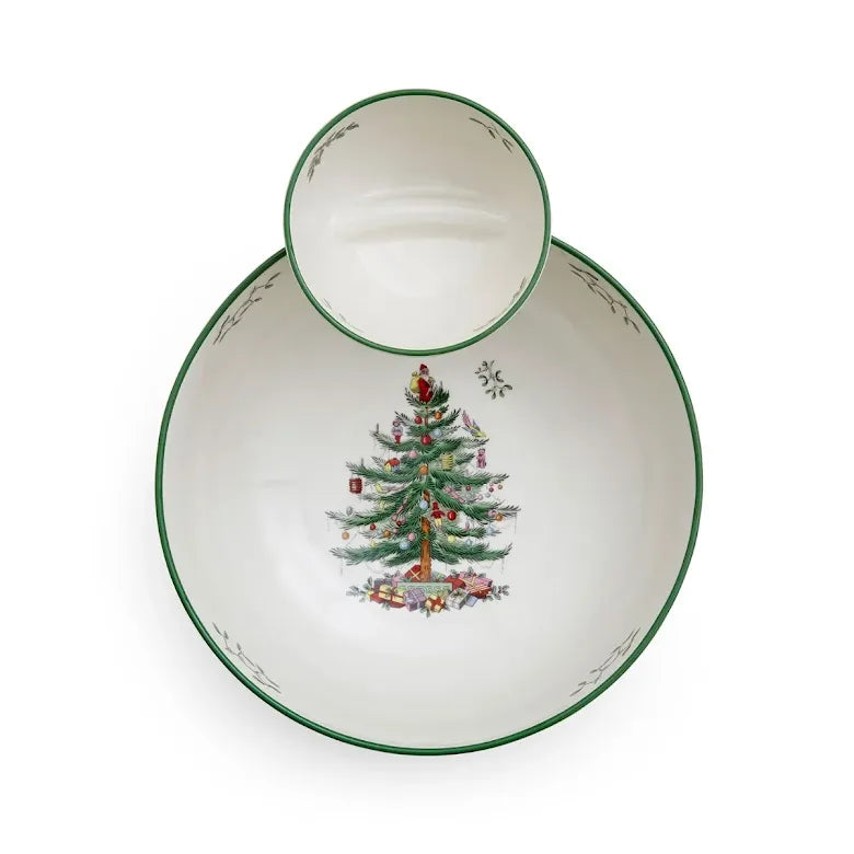 Spode Christmas Tree Chip n Dip 25cm