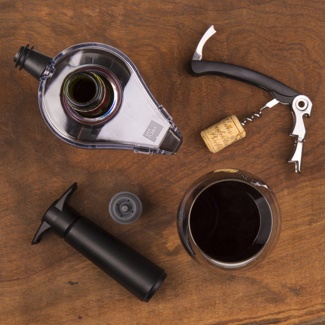 Vacu Vin Wine Saver Vakuumpump med två stopper Svart