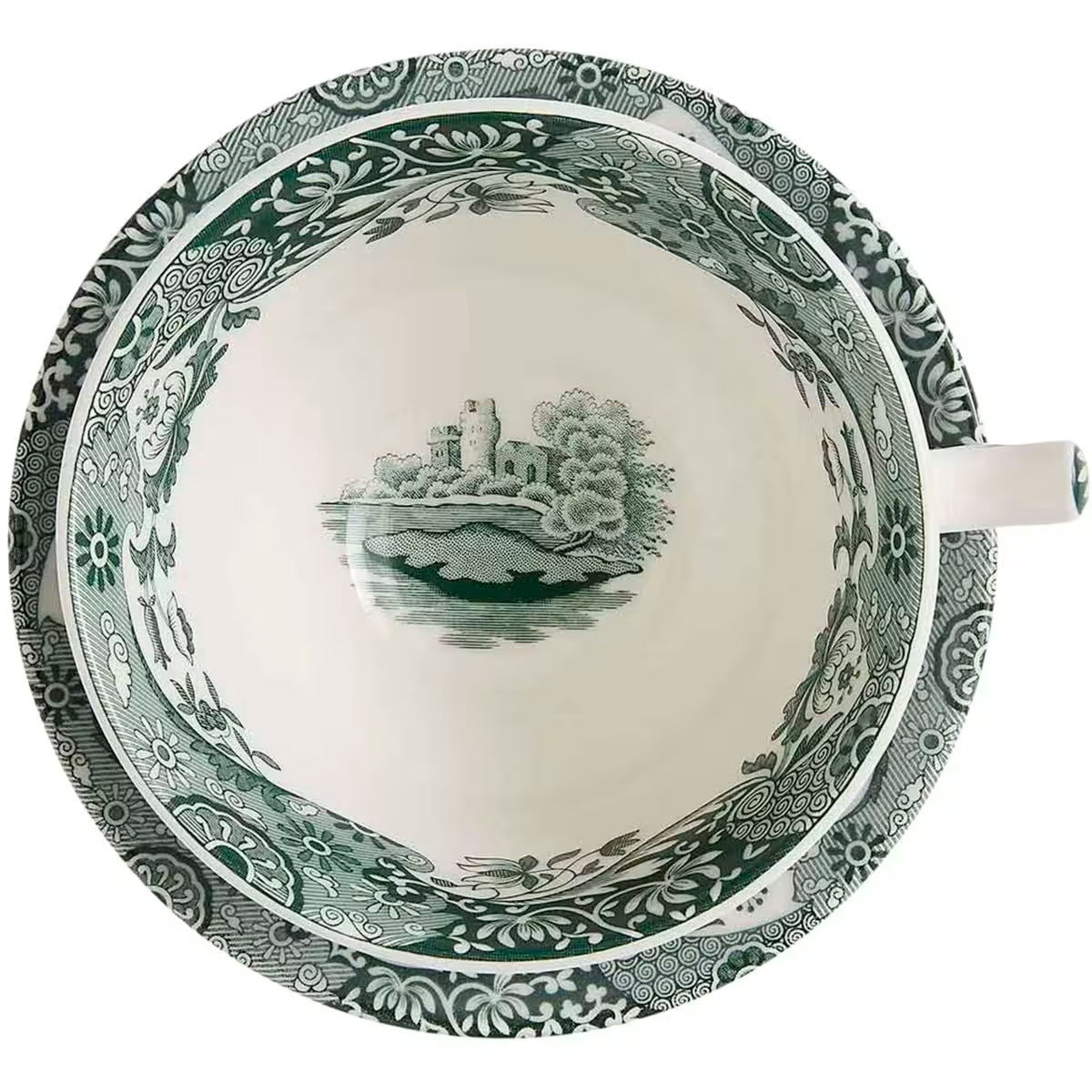 Spode Heritage Green Italian frukostkopp + fat 28 cl grön/vit