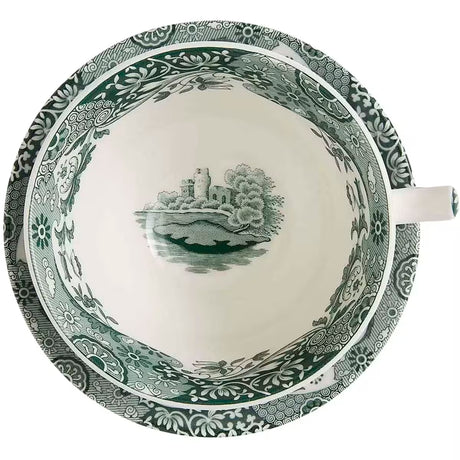 Spode Heritage Green Italian frukostkopp + fat 28 cl grön/vit